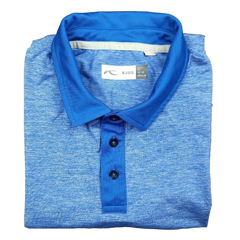 KJUS Mens M Polo Shirt Blue Heathered‎ Short Sleeve Performance Golf